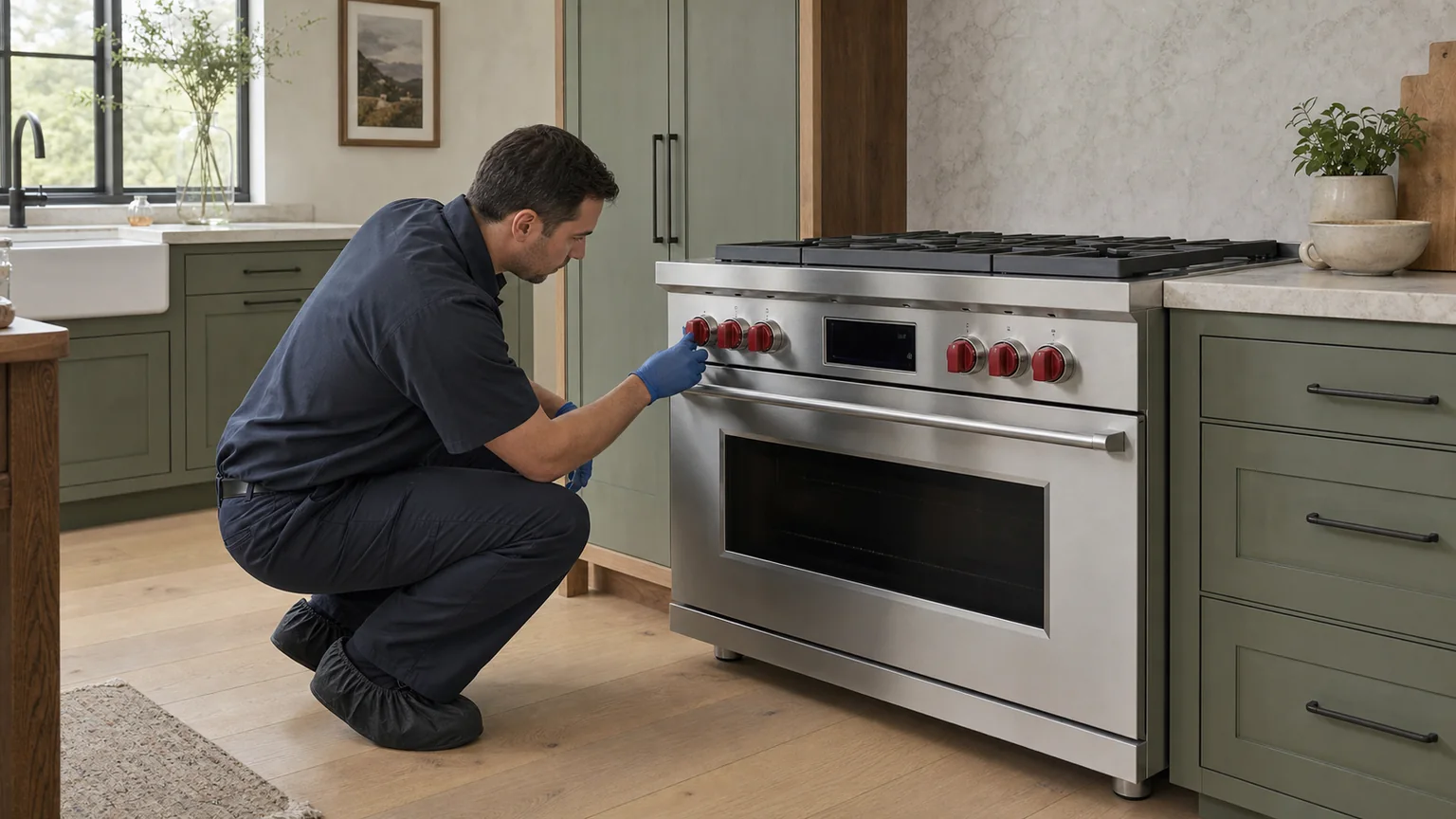 Premium kitchen range prepared for a professional diagnostic visit