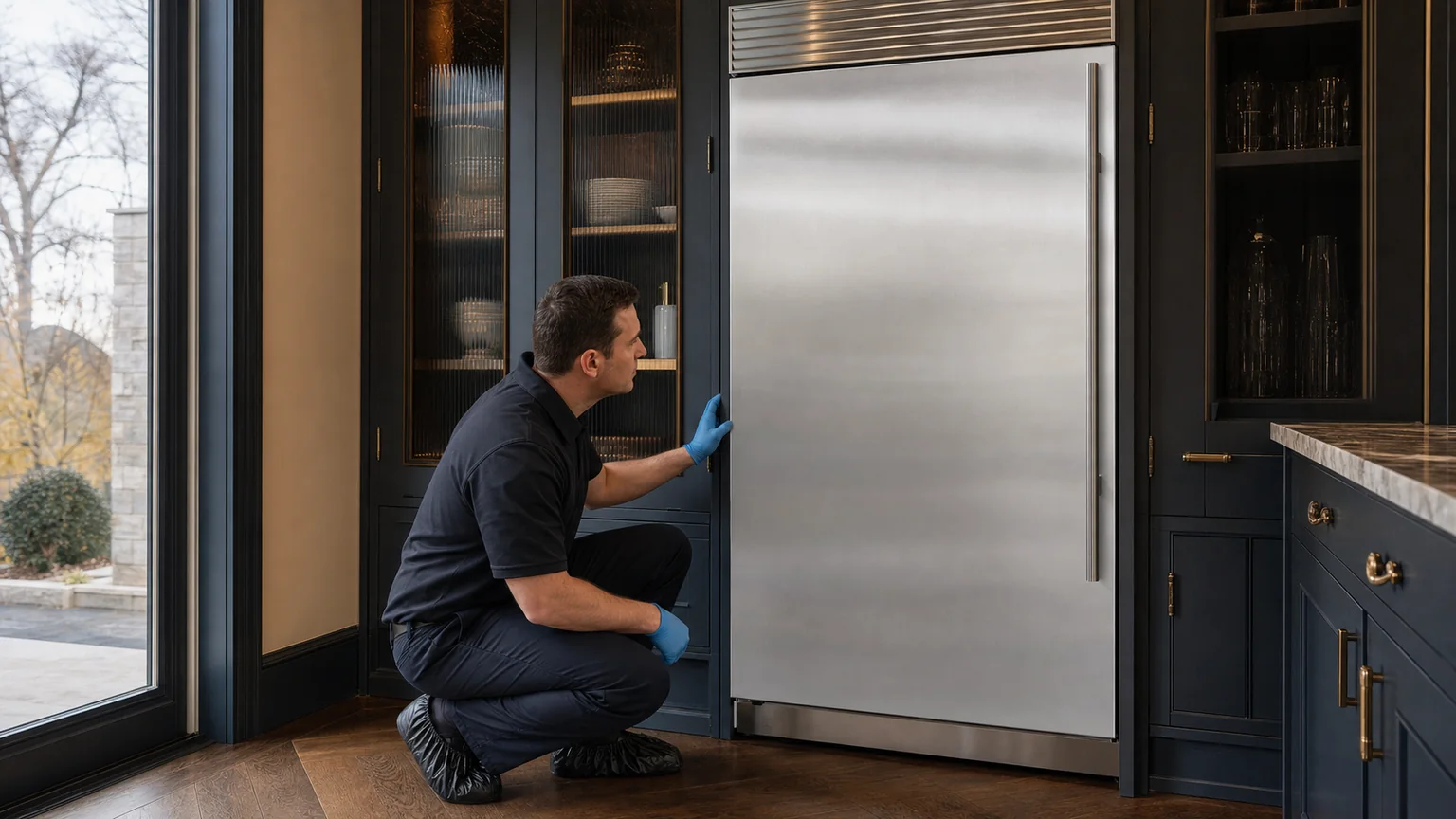 Built-in refrigerator prepared for a professional diagnostic visit