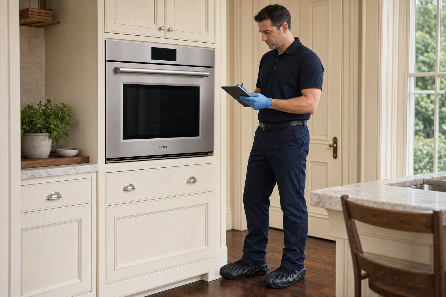 Built-in wall oven prepared for a professional diagnostic visit